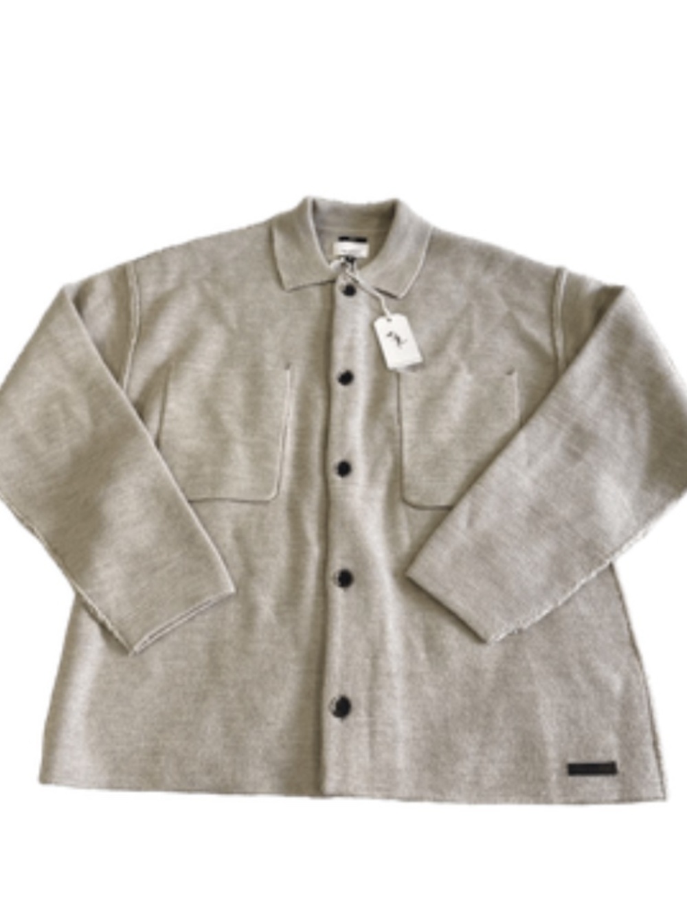 Civil Society Men's "Beaton" Boxy Sweater Jacket – Heather Oatmeal, Size Large - Picture 8 of 9